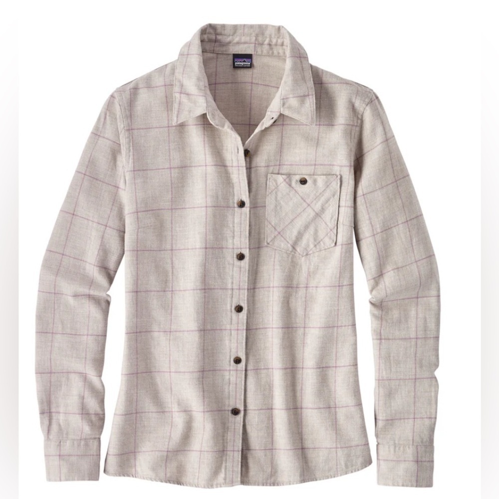 Patagonia Gray and Pink Organic Cotton Shirt Worn W's Heywood Flannel Shirt SZ 6